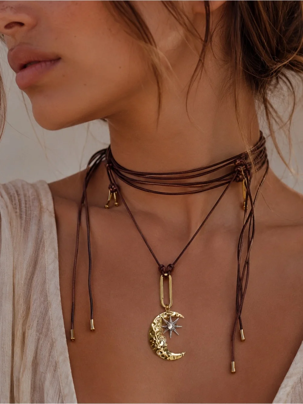 Celestial Moon Cord Necklace
